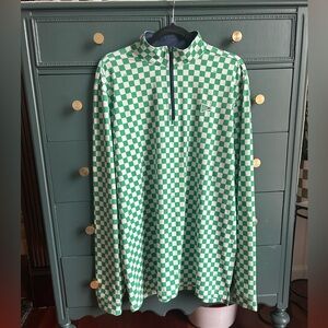 Good Good Golf - Green/White Checkered Quarter Zip Pullover.